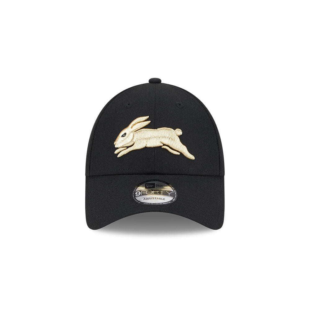 South Sydney Rabbitohs Hat - NRL 2025 Black Gold 9forty Snapback Cap - New Era